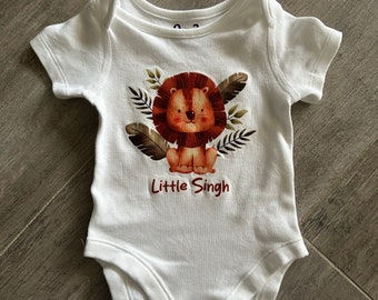Little Singh lion short sleeve baby vest