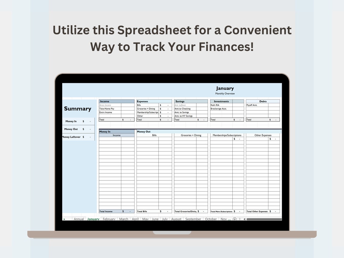 Deluxe Monthly & Annual Budget Spreadsheet Tracker Excel Google Sheets ...