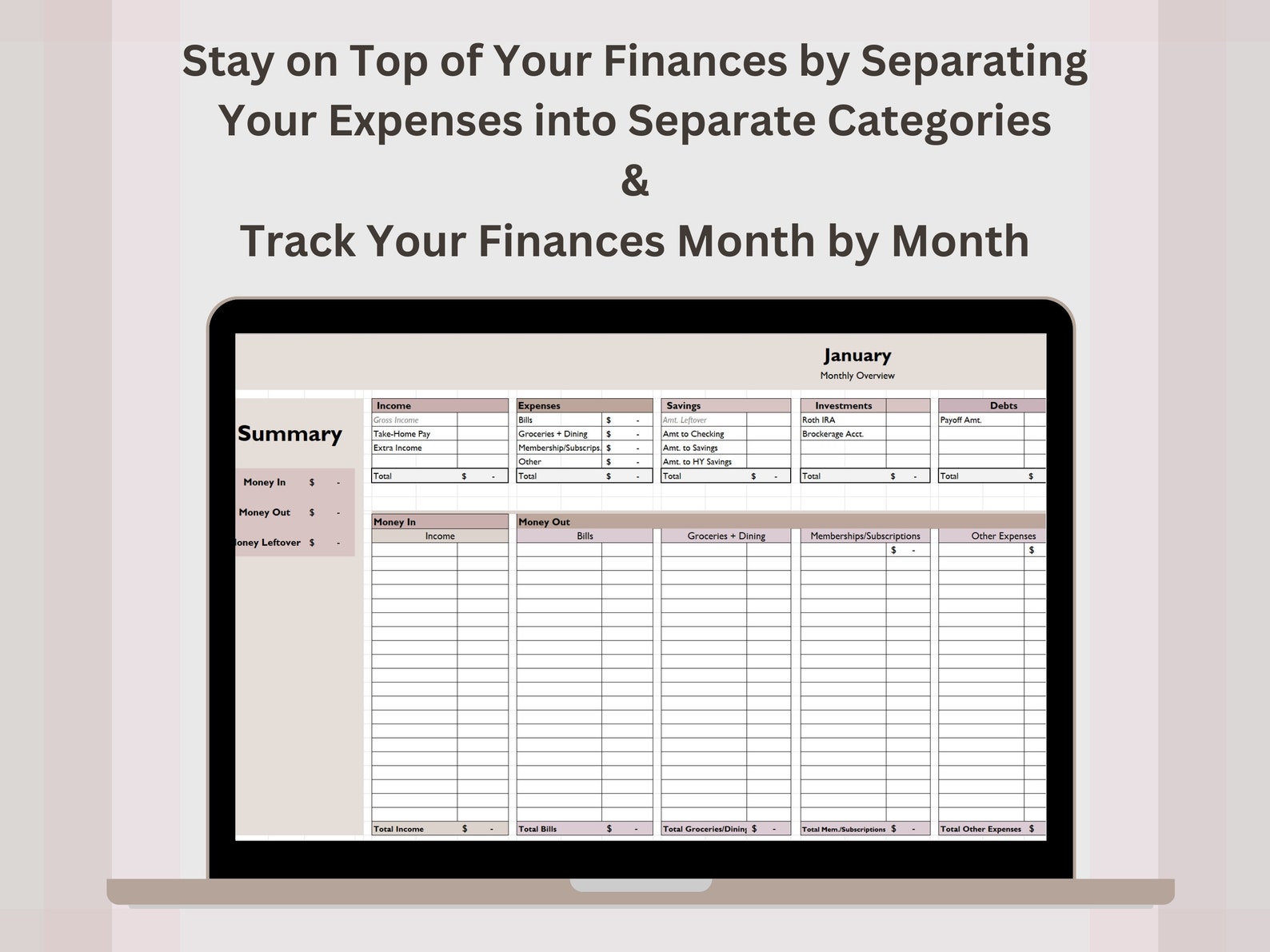 Monthly Budget Spreadsheet Tracker | Excel | Google Sheets | Finance ...