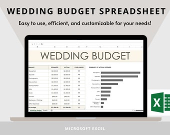Planificador de hoja de cálculo de presupuesto de boda / Lista de verificación de boda / Plantilla de presupuesto de boda / Hoja de cálculo de boda / Excel / Organización de boda