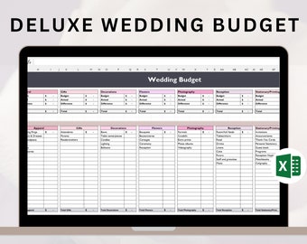 Foglio di calcolo del budget per matrimoni Deluxe / Modello Excel / Budget per matrimoni / Organizzazione di matrimoni