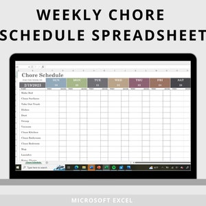 Weekly Chore Schedule Spreadsheet | Chore Template | Chore Tracker ...