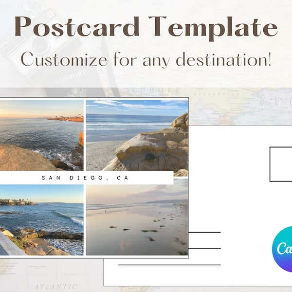 Traveling Postcard Template | Canva Template | Printable Template | Editable Postcard Template