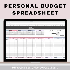 Personal Budget Spreadsheet Tracker | Finance Tracker | Budget Spreadsheet Template | Expense Tracker | Annual Budget | Excel |Google Sheets