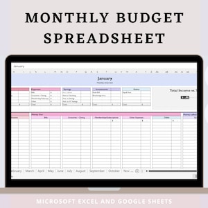 Monthly Budget Spreadsheet Tracker | Excel | Google Sheets | Finance | Expense Tracker | Budget Spreadsheet Template | Annual Budget