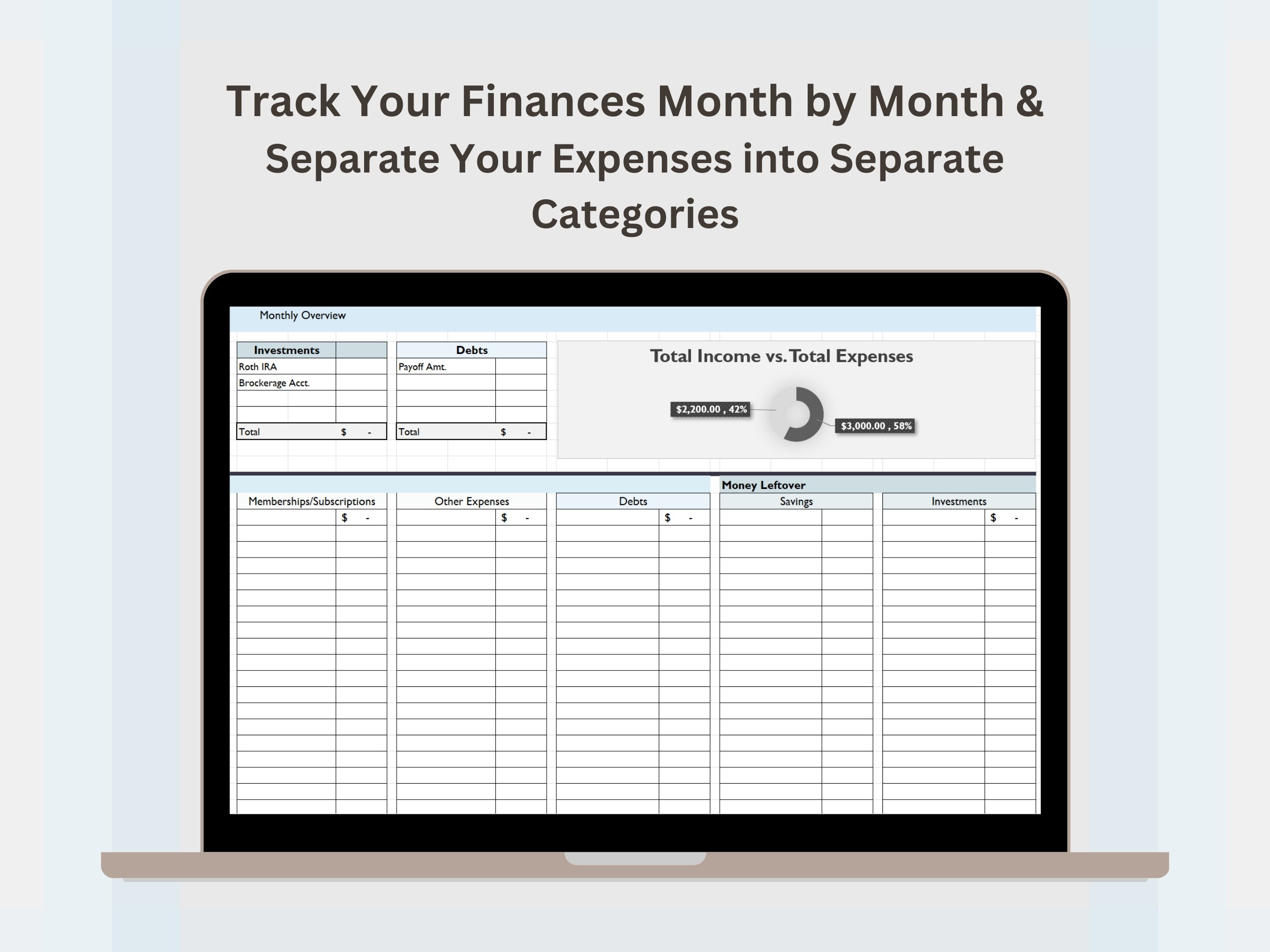 Monthly Budget Spreadsheet Tracker Excel Google Sheets Finance Expense ...
