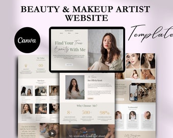 Beauty & Makeup Artist Website: Canva Template, Esthetician, Salon Business