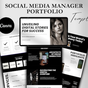 Social Media Manager Porfolio Canva, Website Template, Social Media Portfolio, Social Media Template,