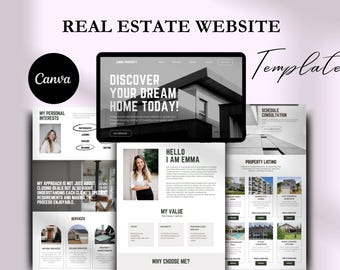 Real Estate Agent Canva Website Template, Realtor & Property Broker Portfolio for Listing Presentation