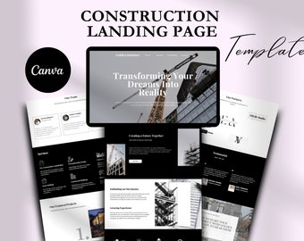 Construction Website Template, Builder Website, Contractor Website, Business Website, Canva Website