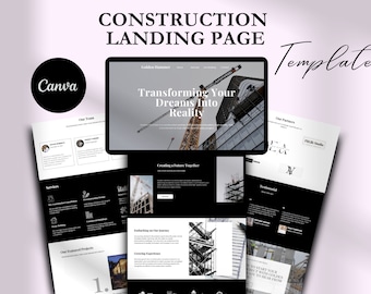 Modèle de site Web Construction Canvas : constructeur de maisons individuelles, site Web de profil d'entreprise
