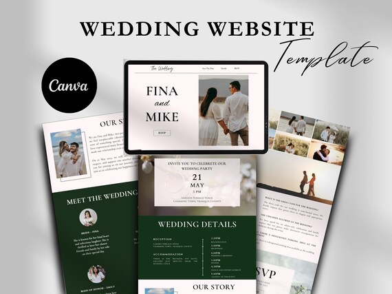 Canva Wedding Website Template: Customizable Digital Invitation