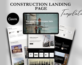 Construction Website Template: Canva Builder, Contractor Business Website