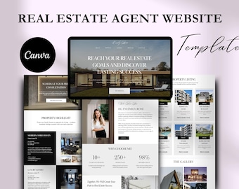 May include: A website template for real estate agents. The template features a modern design with a focus on showcasing properties and the agent's expertise. The template includes a header with the agent's name and a tagline, a section for property listings, a section for the agent's bio, and a section for testimonials. The template is designed to be easy to use and customise.