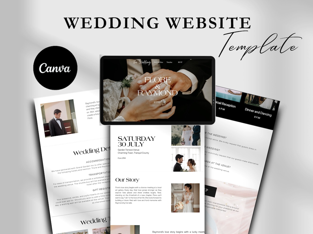 Minimalist Wedding Website Template: Online Invitation, Wedding RSVP - Etsy