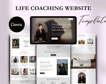 Life Coach Canva Website Template: Coaching, Mentor & Therapy Site