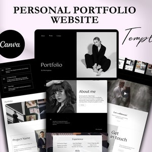 Modelo de site de portfólio pessoal, portfólio de designer digital, site Canva, landing page