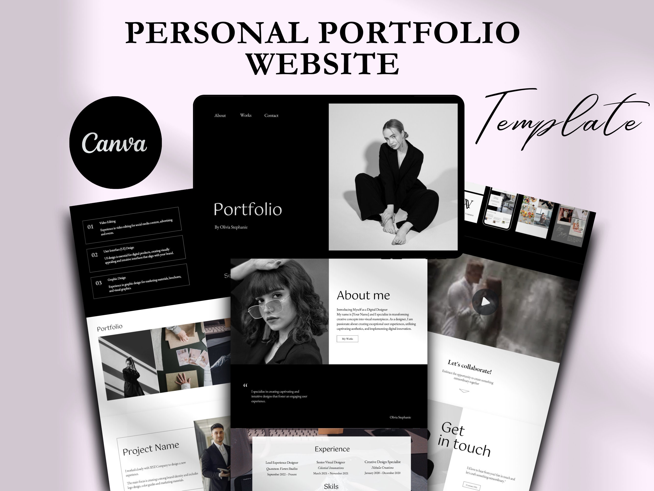 Personal Portfolio Website Template, Digital Designer Portfolio, Canva ...