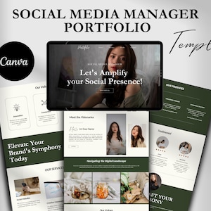 Social Media Manager Porfolio Canva, Canva Website, Landing Page, Social Media Portfolio, Website Design