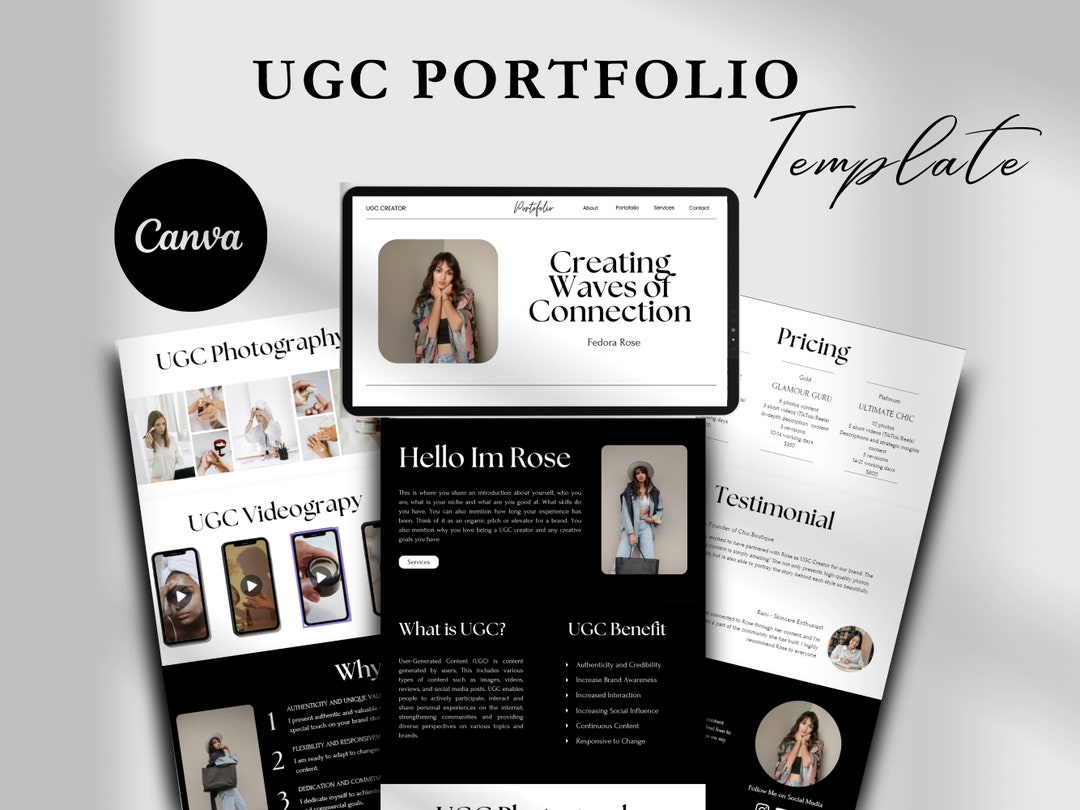 UGC Portfolio Website Template: Modern Canva Site for Creators - Etsy