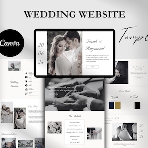Canva Wedding Website Template, Romantic Minimalist Canva Wedding Page, Aesthetic Digital Wedding Website, Digital Invitation Canva Template