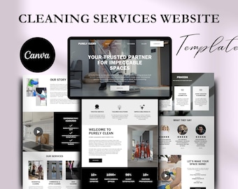 Plantilla de sitio web de Canva para servicios de limpieza: limpieza del hogar y servicio de limpieza