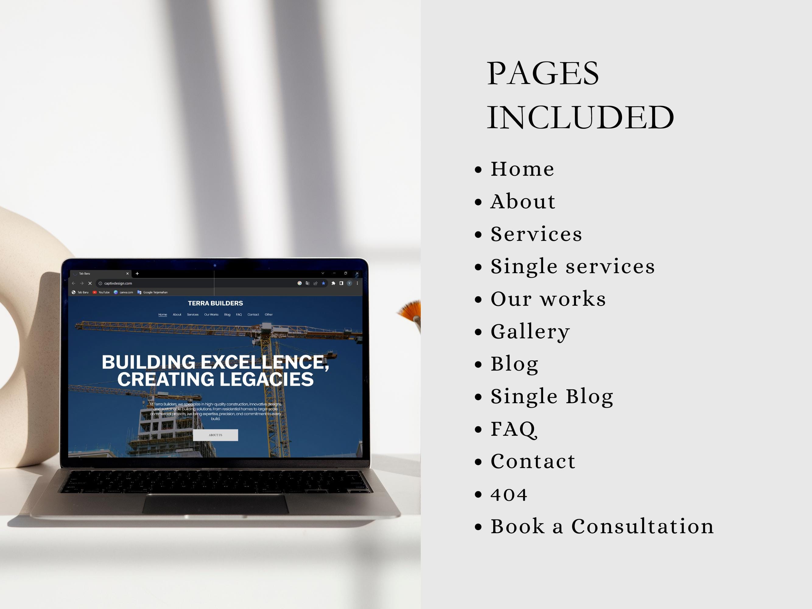 Construction Website Squarespace Template for Contractors, Home