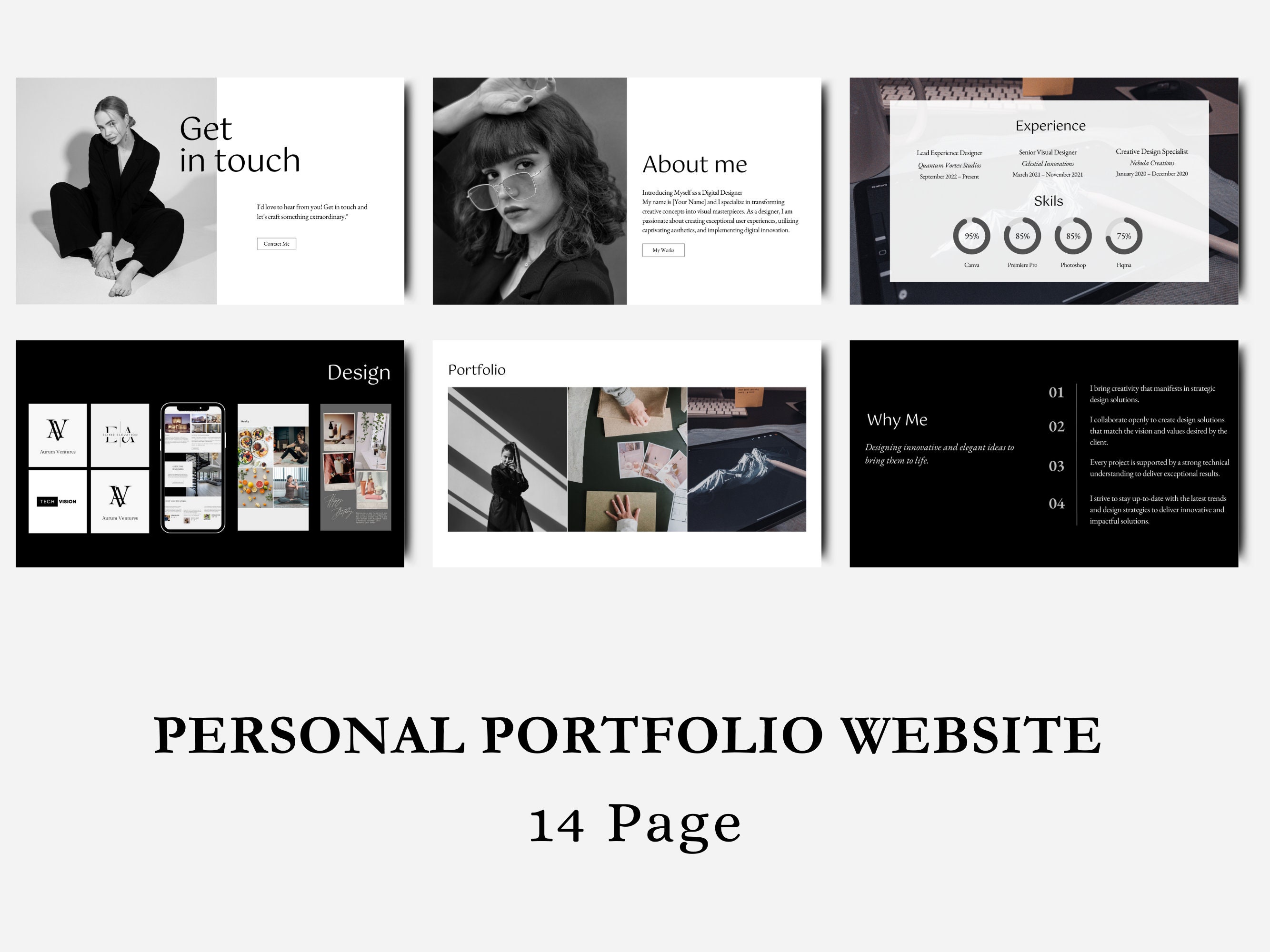 Personal Portfolio Website Template, Digital Designer Portfolio, Canva ...