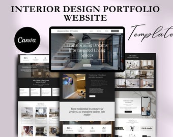 Modello di sito web Canva per interior design: portfolio per architetti e arredatori.