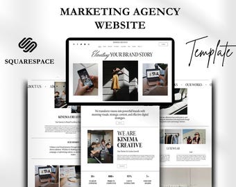 Marketing Agency Squarespace Website Template, Social Media Website Portfolio, Creative Bussines, SEO