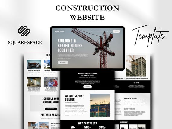 Construction Squarespace Template: Contractor Website, Home Builder Portfolio, Architect Business Template
