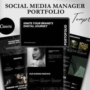 Social Media Manager Porfolio Canva Template, Canva Website, Social Media Portfolio, Website Design