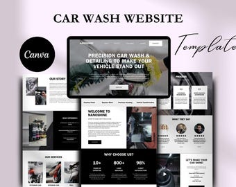 Car Wash Canva Website Template: Coating Bussines, Auto Detailing & Car Care