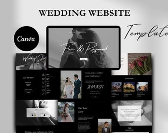 Canva Wedding Website Template: Modern Black Invitation Design
