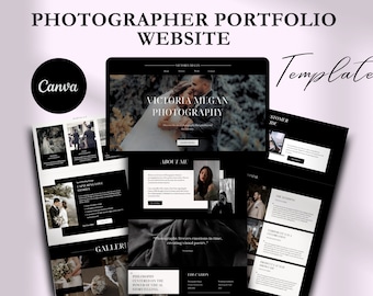 Fotografen Portfolio Canva Website Vorlage: Bearbeitbarer Hochzeits- und Porträt-Schaukasten