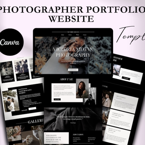 Photographer Portfolio Website Template, Website Portfolio Canva Template, Professional Portfolio