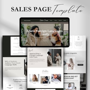 Canva Sales Page Website Template, Canva Website, Online Course Design, Landing Page, Coaching Website