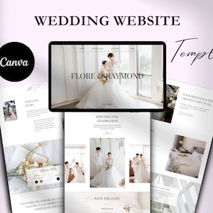 Wedding Website Canva Template, Minimalist Wedding Site, Digital Invitation, Website Design