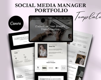 Social Media Manager Website Template: Canva Website, Freelancer & Digital Marketing Landing Page