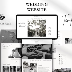Wedding Website Squarespace Template Online Wedding RSVP Website Aesthetic Wedding Save The Date