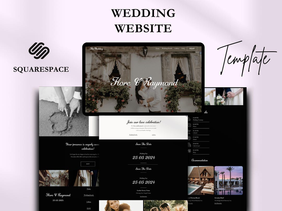 Squarespace Wedding Website Template Online Invitation & RSVP Etsy