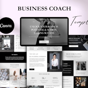 Modello di sito Web Canva per coach aziendale professionale, sito Web per consulenti, sito Web Canva per freelance, assistenti virtuali, pagina di vendita