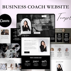 Modello di sito web Canva per business coach, sito web per consulenti, sito web Canva per freelance, assistenti virtuali, pagina di vendita