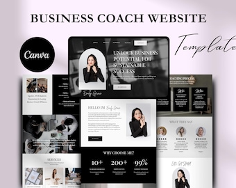 Plantilla de sitio web de Canva para coaches de negocios: sitio web para consultores y mentores