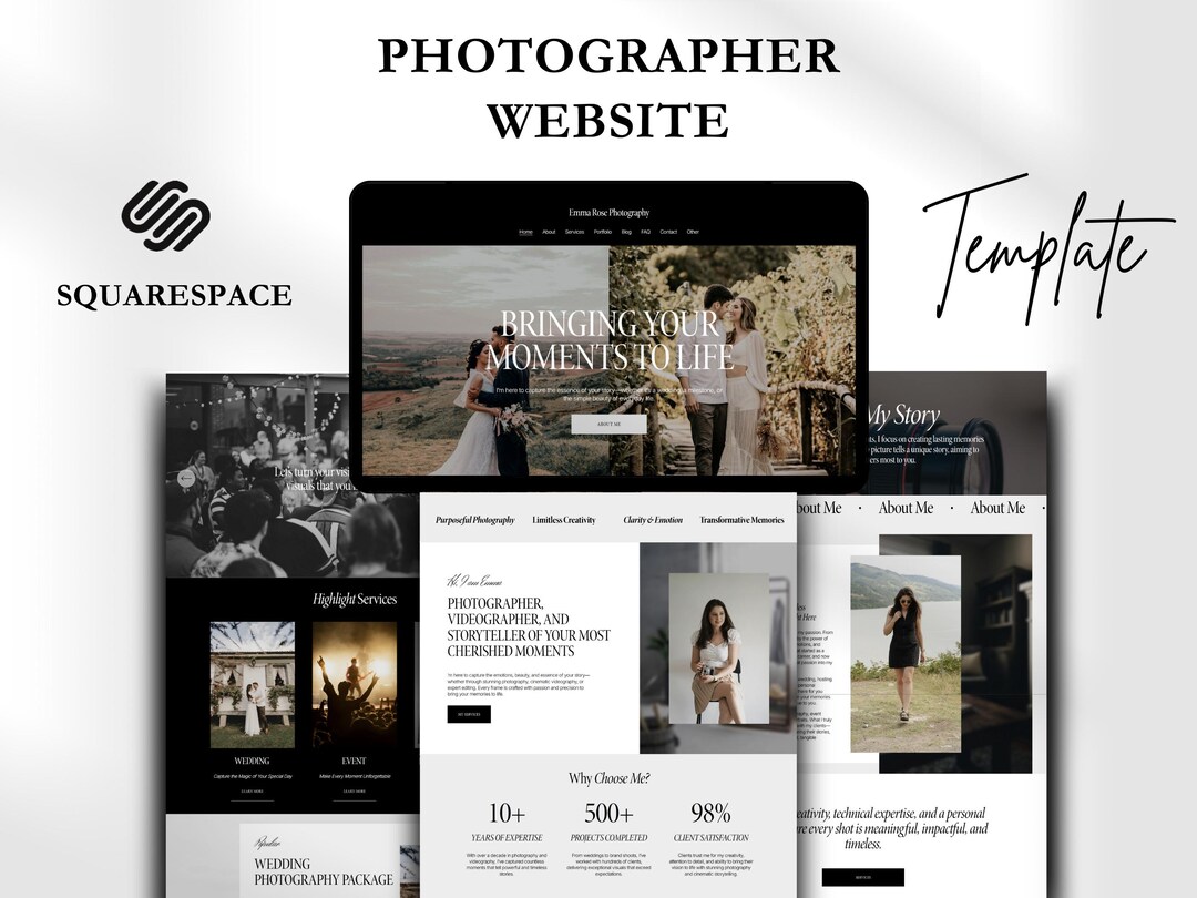 Professional Squarespace Template for Wedding Event Brand Photographers