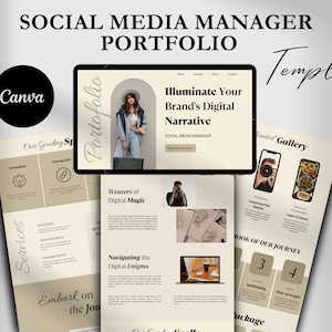 Social Media Manager Website Template, Canva Website, Social Media Portfolio, Landing Page, Web Design