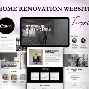 Home Renovation Website Template: Canva Template for Contractors and Builders