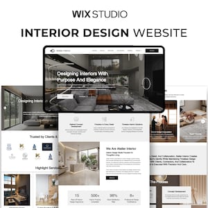 Mall för Wix Studio för inredning, portfoliosajt för arkitektstudio för heminredning, webbplats för planering av bostads- och kommersiella lokaler