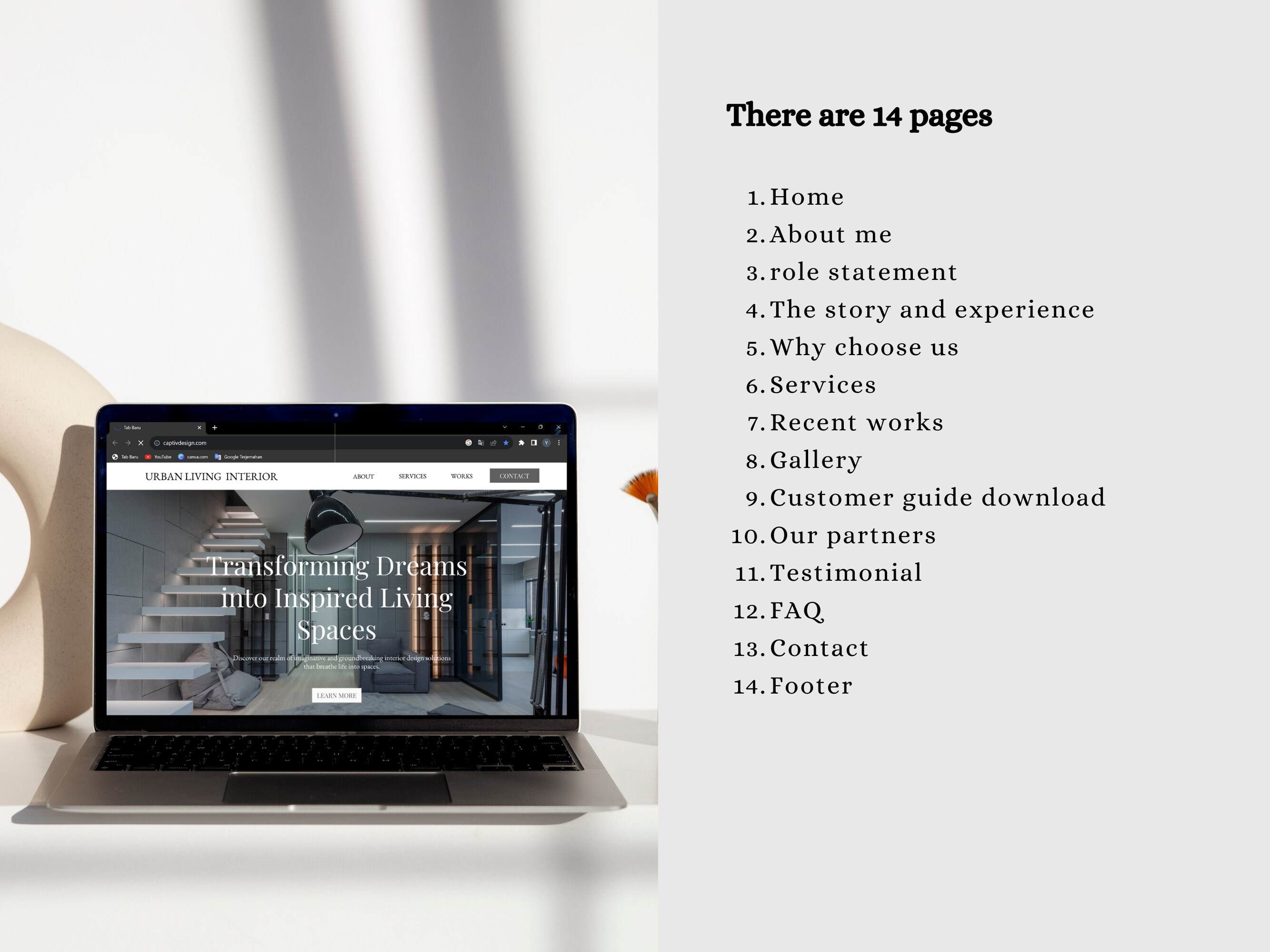 Interior Design Canva Website Template: Portfolio for Architects ...