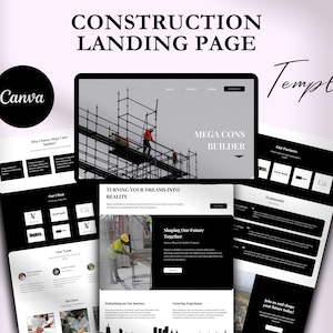 Construction Canva Website Template: Company Profile Landing Page for Contractors